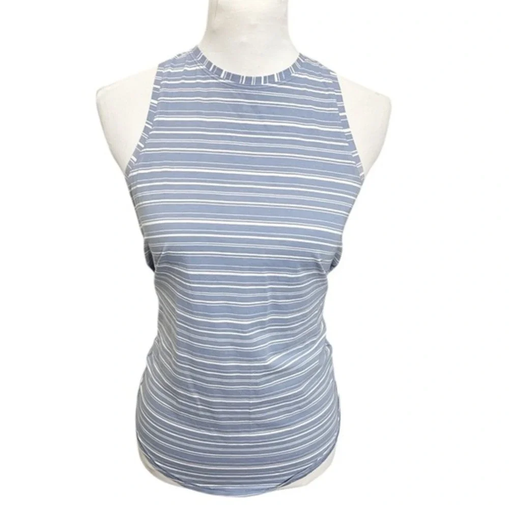 Lululemon Striped All Tied Up Open Back‎ Sleeveless Tank Top Stretch Gray Size 4